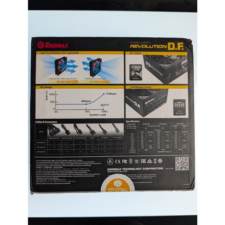 ENERMAX Revolution D.F. 12 850W 80+ Gold Fully Modular ATX - AMAZON INSPECTED